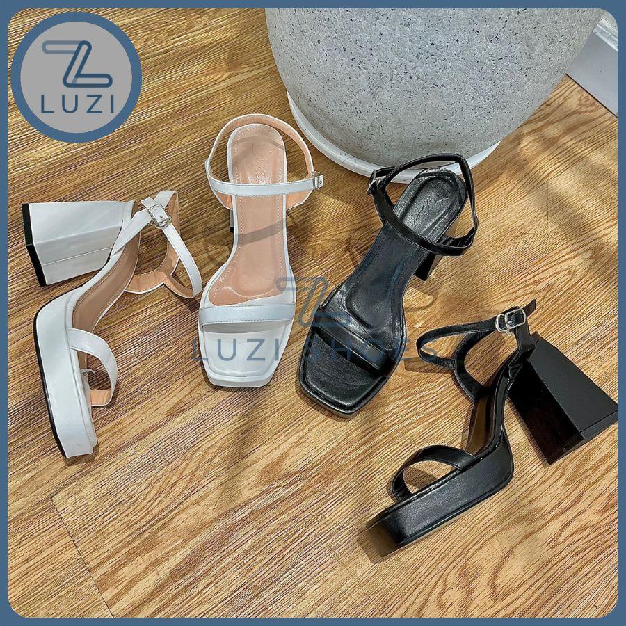 Giày sandal nữ quai ngang đúp trước gót vuông cao 10, dép nữ cao gót 2 đầu quai ngang đi chơi, đi tiệc [M63]