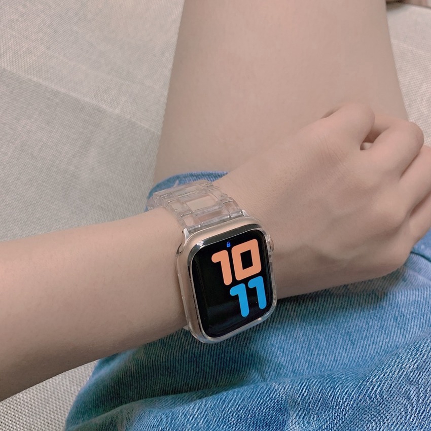 Dây Đeo Bằng Nhựa Trong Suốt Cho Đồng Hồ Thông Minh Apple Watch Series 7 6 SE 5 4 3 2 1 38mm 40mm 42mm 44mm