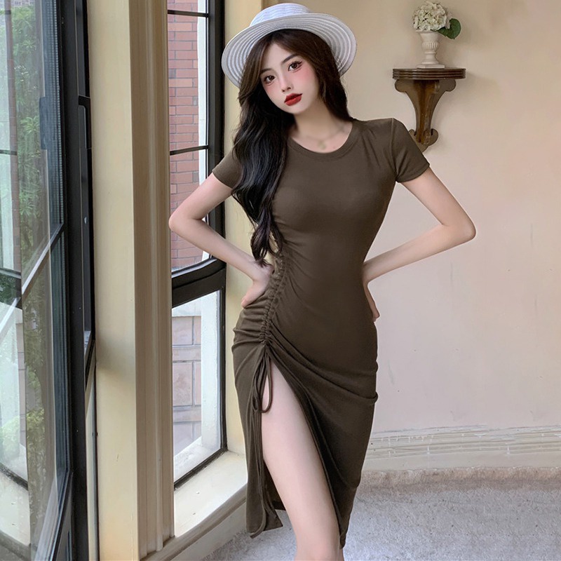 Đầm Dài Ngang Hông Màu Sắc Đơn Giản Phong Cách Hàn Quốc Thời Trang Mùa Hè Cho Nữ