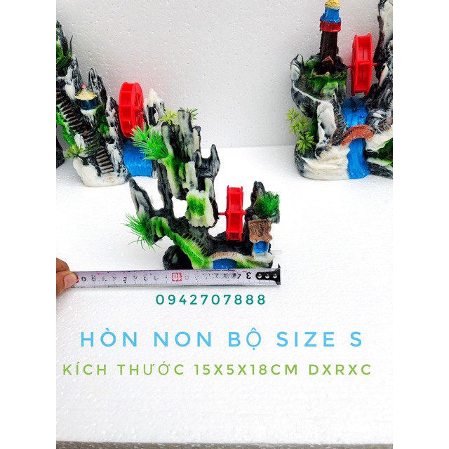 Mô hình cối xay gió núi đá trang trí bể cá_Trang trí bể cá cảnh, hồ cá