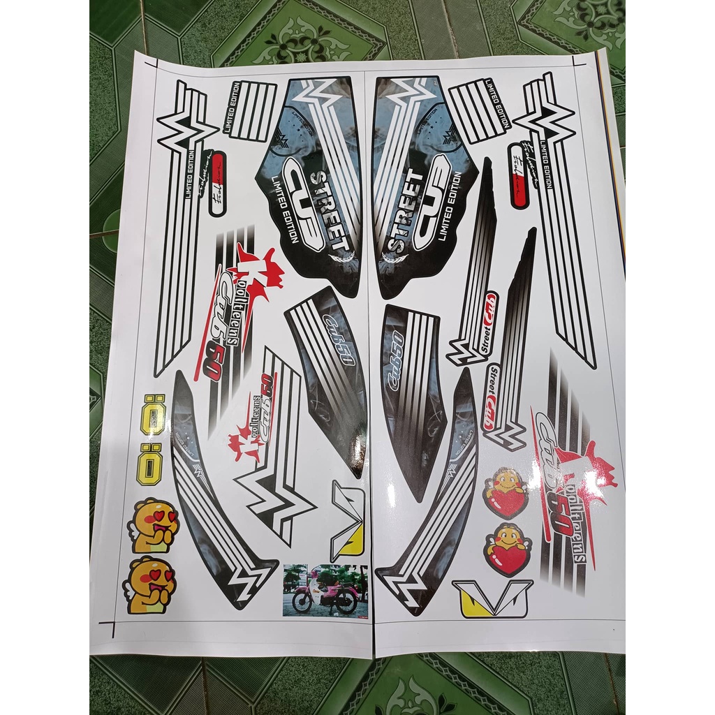 Tem rời cub 50 khói xanh xe đen và trăng