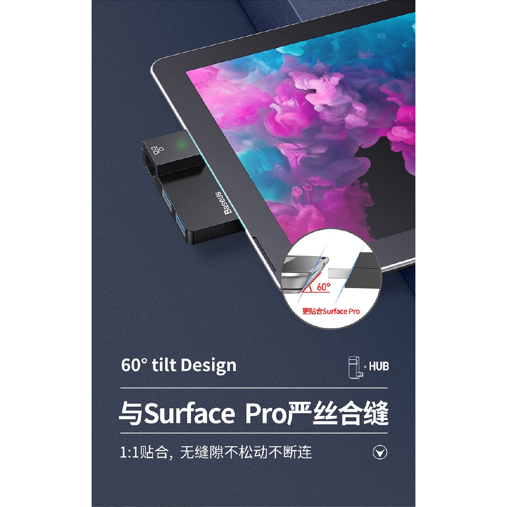 Baseus Bộ Chuyển Đổi Đa Năng Cho Surface Pro Usb Sang Rj45x1 Usb3.0x2