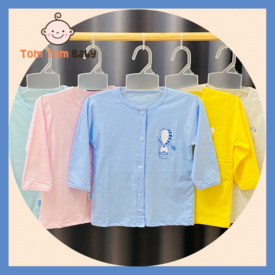 1 Áo sơ sinh cotton Thái Hà Thịnh | Tay Dài Cài Giữa Màu | Size 1-5 ( sơ sinh - 12kg) | chất vải mềm, mịn, mát