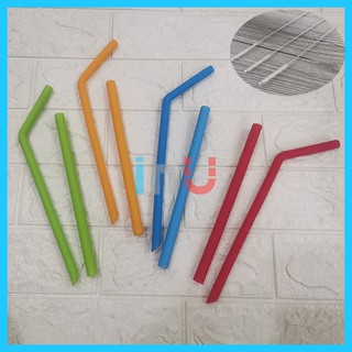 HCM - Set 2 ống hút silicon ống to 1 cây thẳng và 1 cây cong tặng kèm 1 cây cọ rửa 24cm