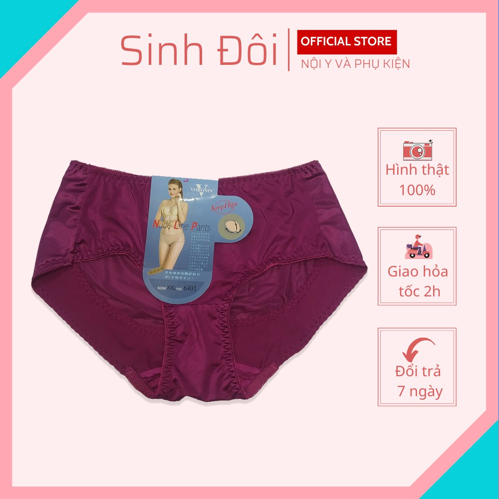Quần lót nữ thun lạnh trơn cao cấp Voronin 6401 dạng cạp cao nâng mông ôm bụng chất thun mềm mịn size từ 55kg-65kg