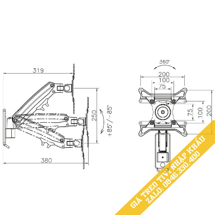 Giá treo màn hình &amp; tivi NB F425 27 - 45 inch - Xoay đa chiều