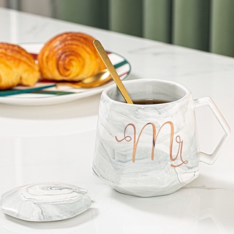 Ly cốc sứ có nắp vân đá KIM CƯƠNG MR &amp; MRS có HỘP QUÀ cực đẹp (DIAMON CUP) KHẮC TÊN THEO YÊU CẦU thông điệp ý nghĩa