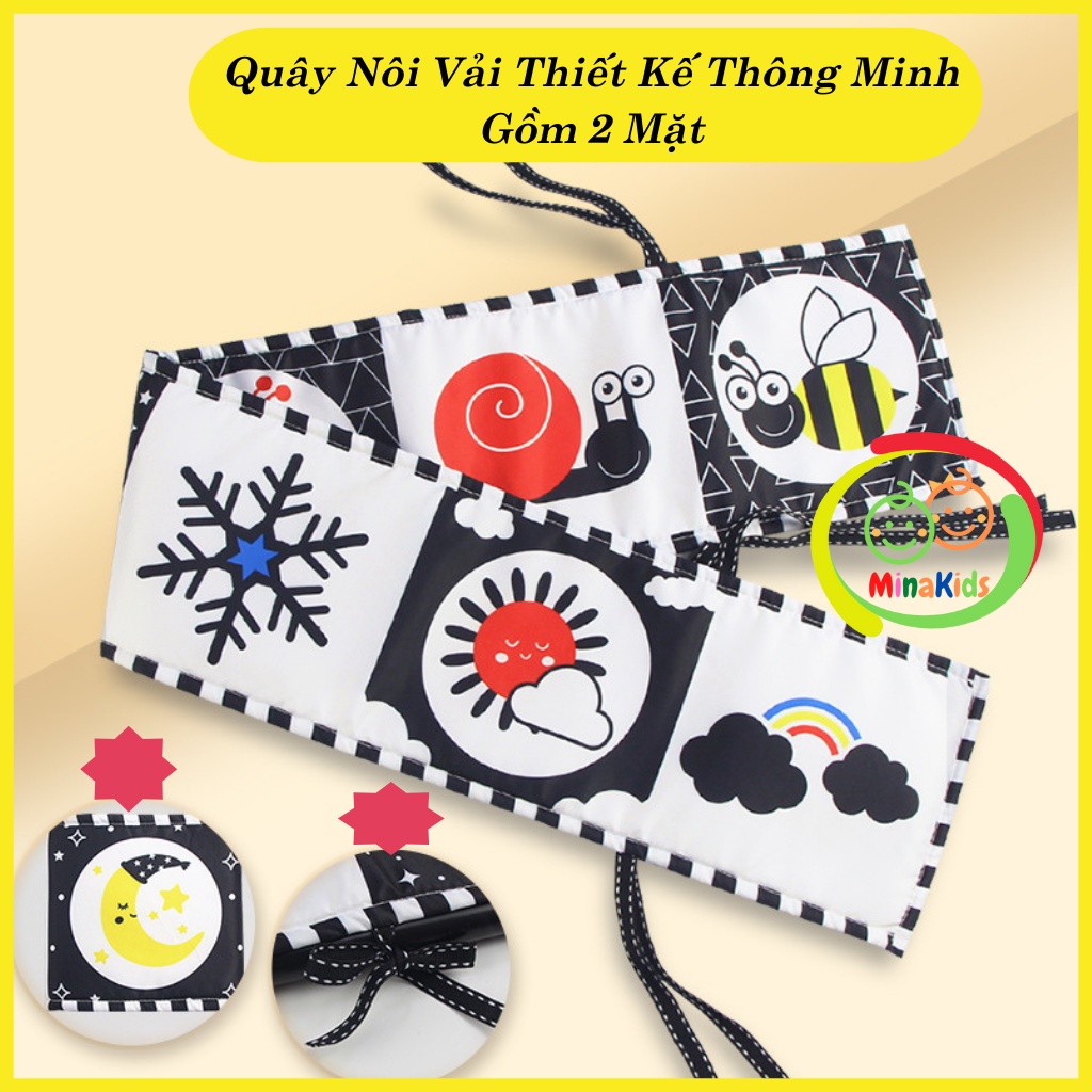 Sách Vải Kiêm Quây Cũi Kích Thích Thị Giác Đen Trắng Và Màu Sắc Đồ Chơi Giáo Dục Sớm Cho Bé Sơ Sinh SV60