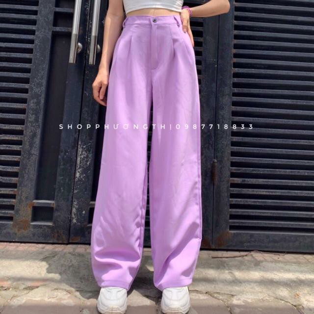 quần culottes cúc khóa màu tím chất tuyết mưa