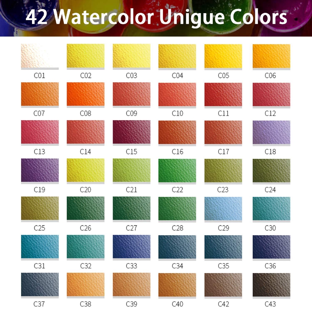 Bộ màu nước Bộ 42 màu với 6 miếng Bàn chải màu nước Bộ màu nước rắn cầm tay cho các vật phẩm nghệ thuật