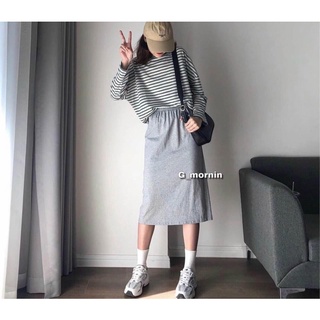 Chân Váy Thun Trơn Xẻ Sau Dáng Basic Freesize