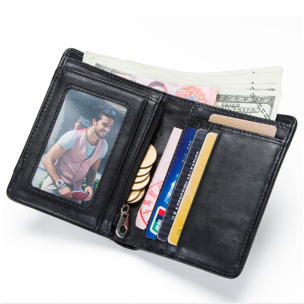 2022 Contac N0001 - Bảo Hành 2 Năm - Bóp Ví Đứng Bỏ Túi Da Ngựa Điên Men Wallet Genuine Bò - Nam Nữ