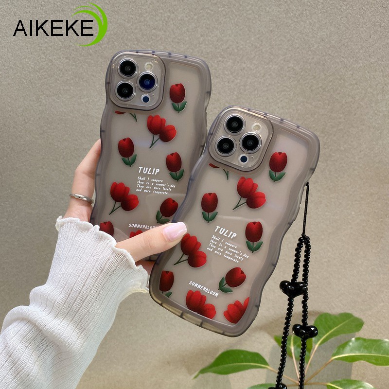 Ốp Điện Thoại TPU Mềm Trong Suốt Họa Tiết Hoa Hồng Mùa Xuân Hè Có Vòng Đeo Tay Cho OPPO Reno 8 7 6 5G 5 Pro 4 R17 R15 4G
