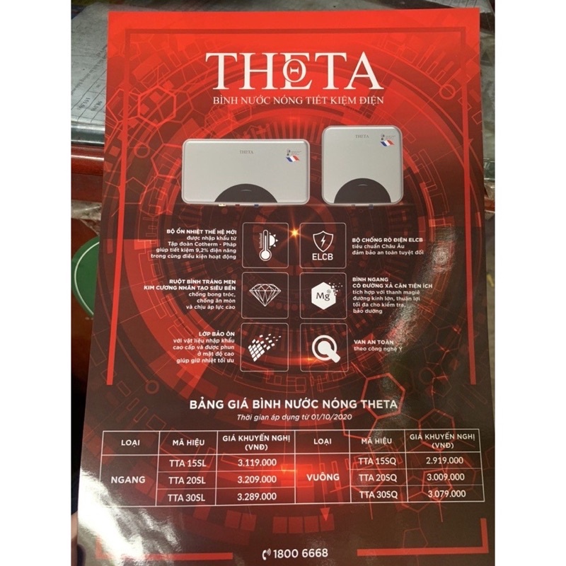 Bình nóng lạnh ROSSI THETA_20L ngang