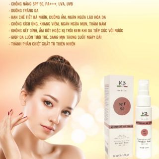 Kem chống nắng k3 whitening cream bb spf 50