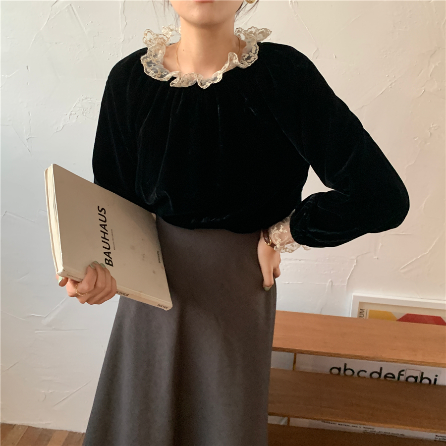 Áo Kiểu Tay Dài Ống Loe Phong Cách Cổ Điển Thời Trang Hàn Quốc