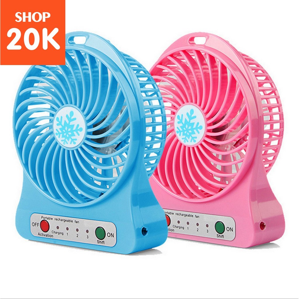 Quạt sạc mini 3 cấp độ, có đèn