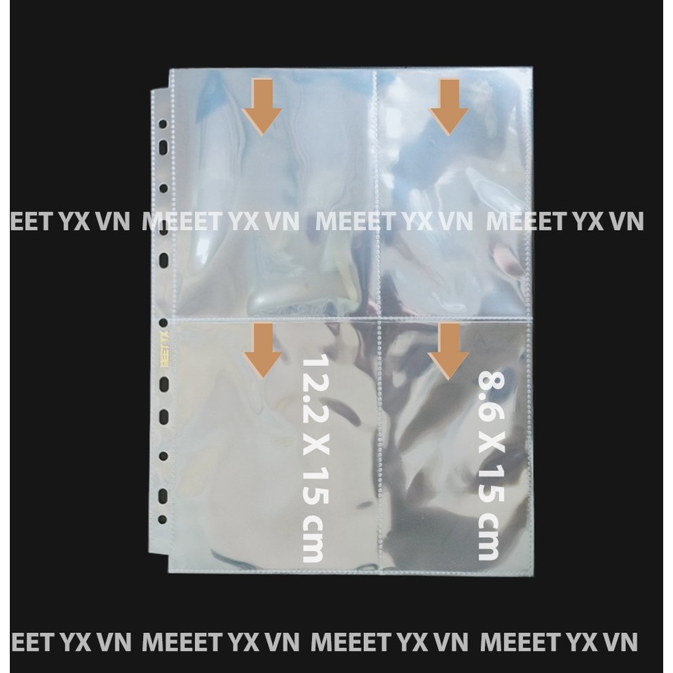 SHEET MEET YX 4 Ô 2 SIZE ĐỰNG CARD CHO BÌA A4 (11 LỖ)
