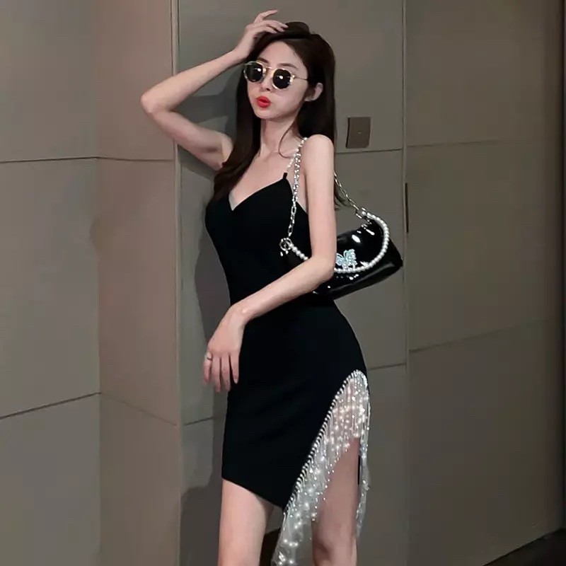 MELANIE DRESS Đầm body xẻ tà đính hạt xoàn bling bling lấp lánh gợi cảm Sam Sam Boutique