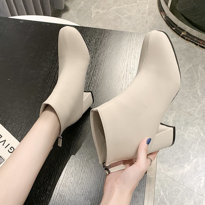 giày bốt nữ da trơn lửng cổ thấp khóa sau cao cấp sang trọng dễ phối đồ | BigBuy360 - bigbuy360.vn