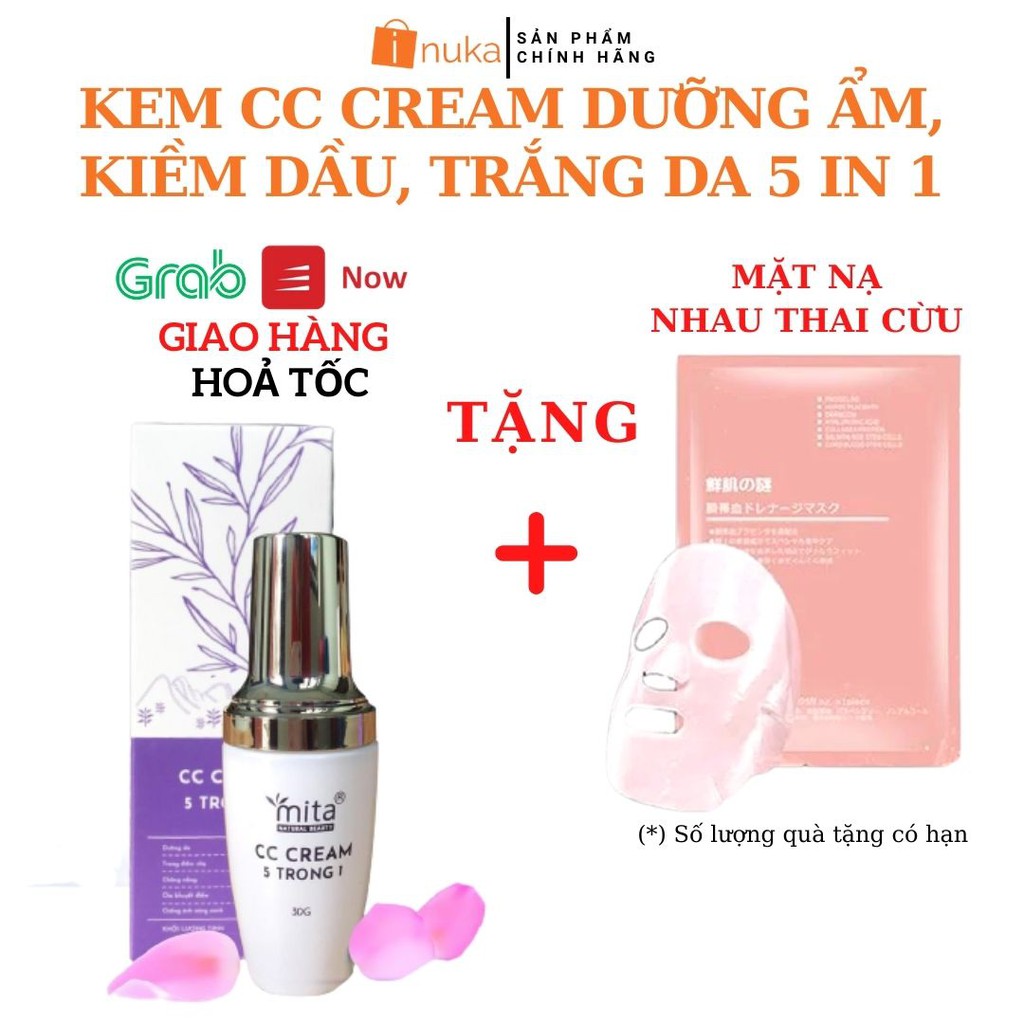 [Mua 1 Tặng 1]Kem CC Cream Dưỡng Ẩm, Kiềm Dầu, Trắng Da 5 IN 1 MITA (30ML)