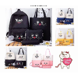 Balo Túi Xách Giá Rẻ Thời Trang Hàn Quốc set 4 món balo, túi xách, ví