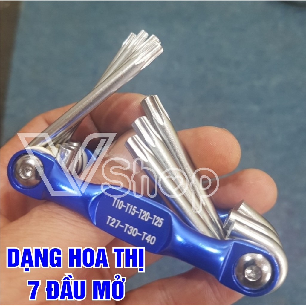 Bộ dụng cụ mở vít xếp  gọn. đầu mở dạng hoa thị và dạng đầu lục giác