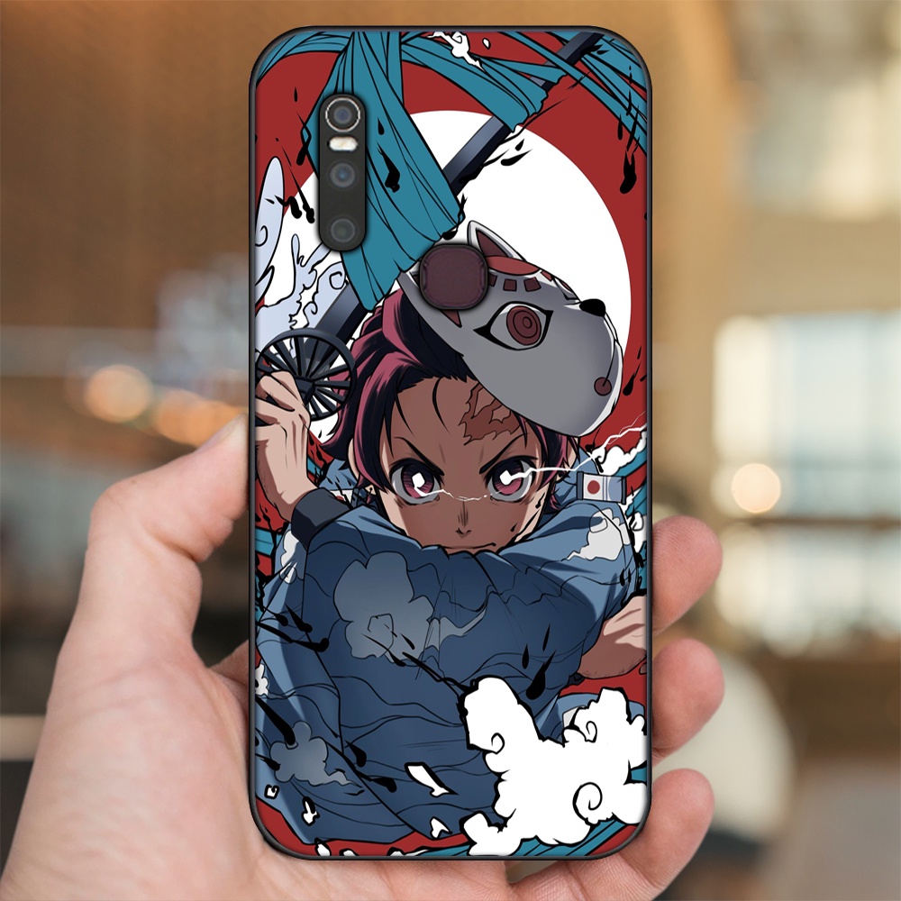 Ốp lưng Vivo V15 viền đen in hình Tanjiro Kimetsu No Yaiba