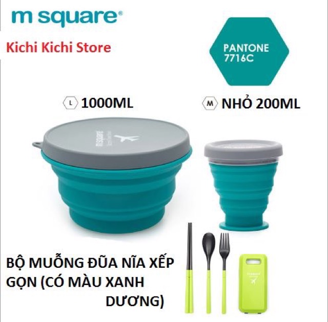 BỘ TÔ BÁT LY MUỖNG GẤP GỌN SILICONE THƯƠNG HIỆU m square Msquare