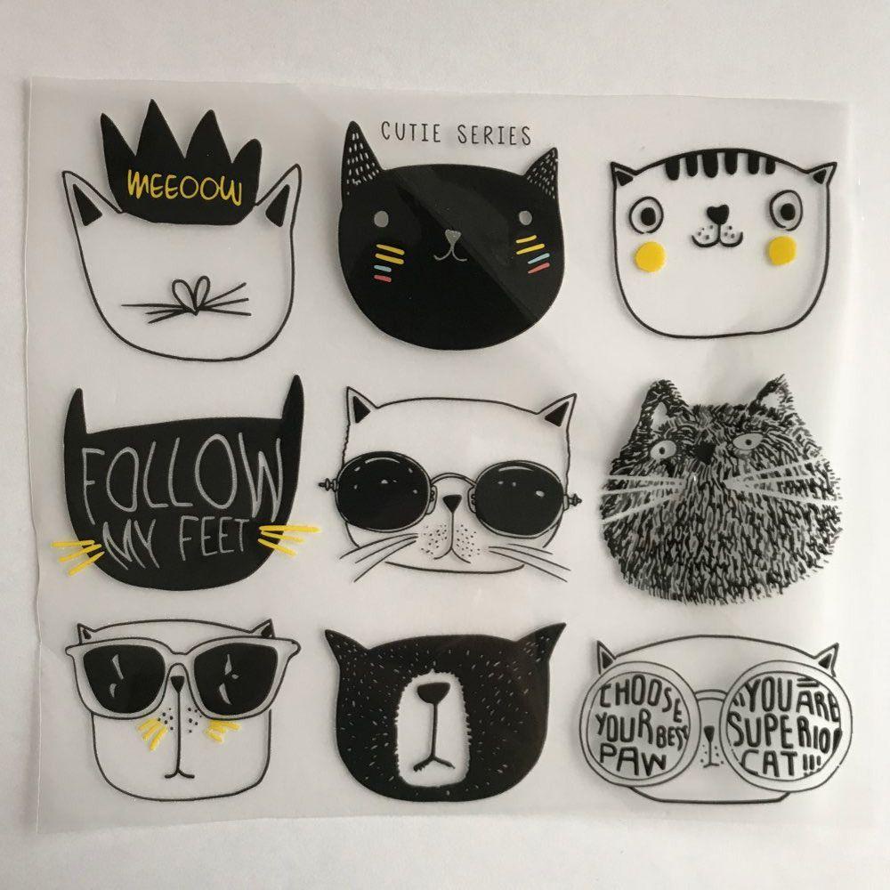 Set 9 Miếng Dán Ủi Quần Áo Hình Mèo Hoạt Hình Dễ Thương