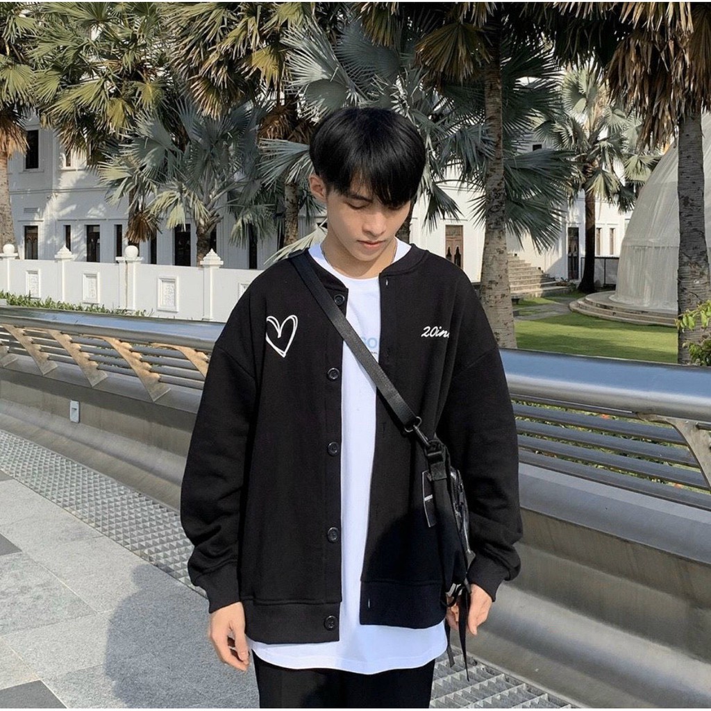 Áo khoác cardigan nỉ mỏng nam nữ form rộng thoải mái thoáng mát
