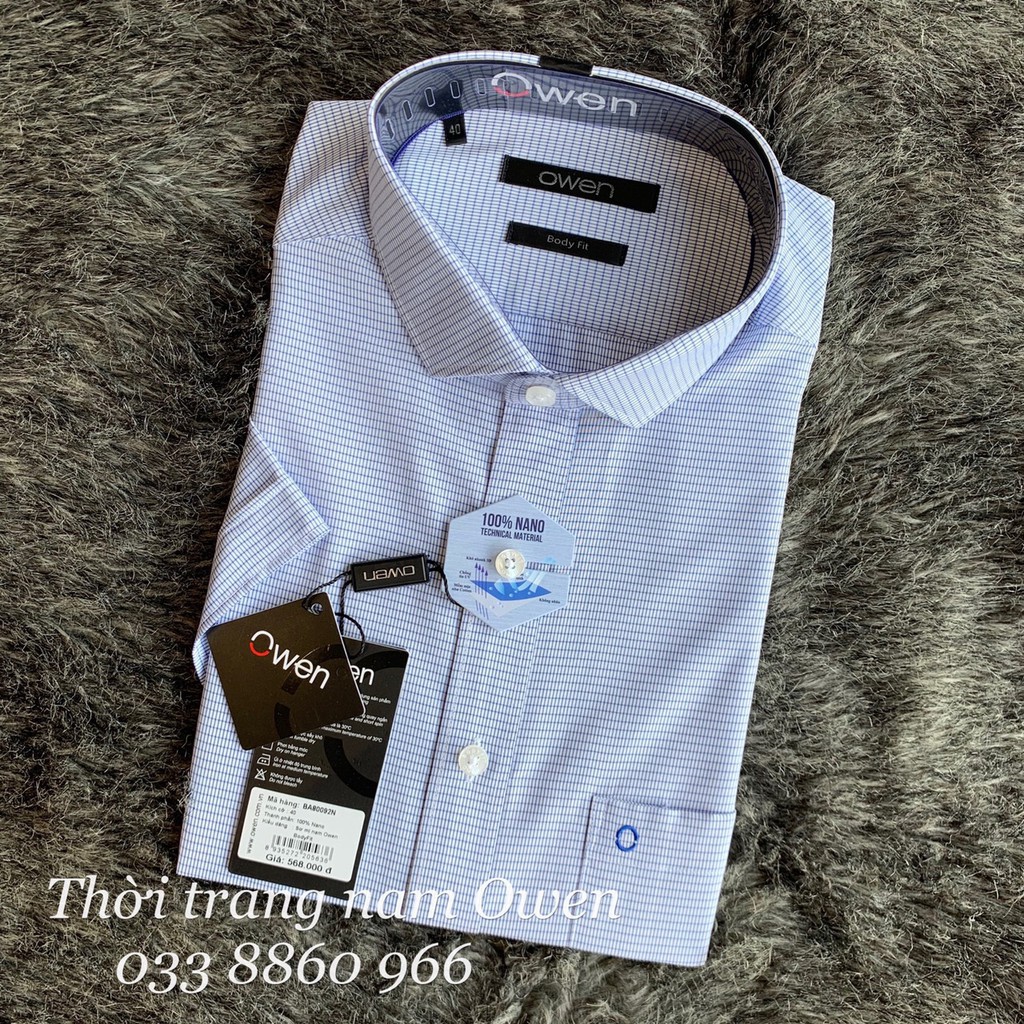 Xả 12.12 10.10 . OWEN - Áo sơ mi ngắn tay Owen 100% Nano chống nhăn 80092 - Áo sơ mi nam Cực Đẹp . . . ' ' ' . ' *