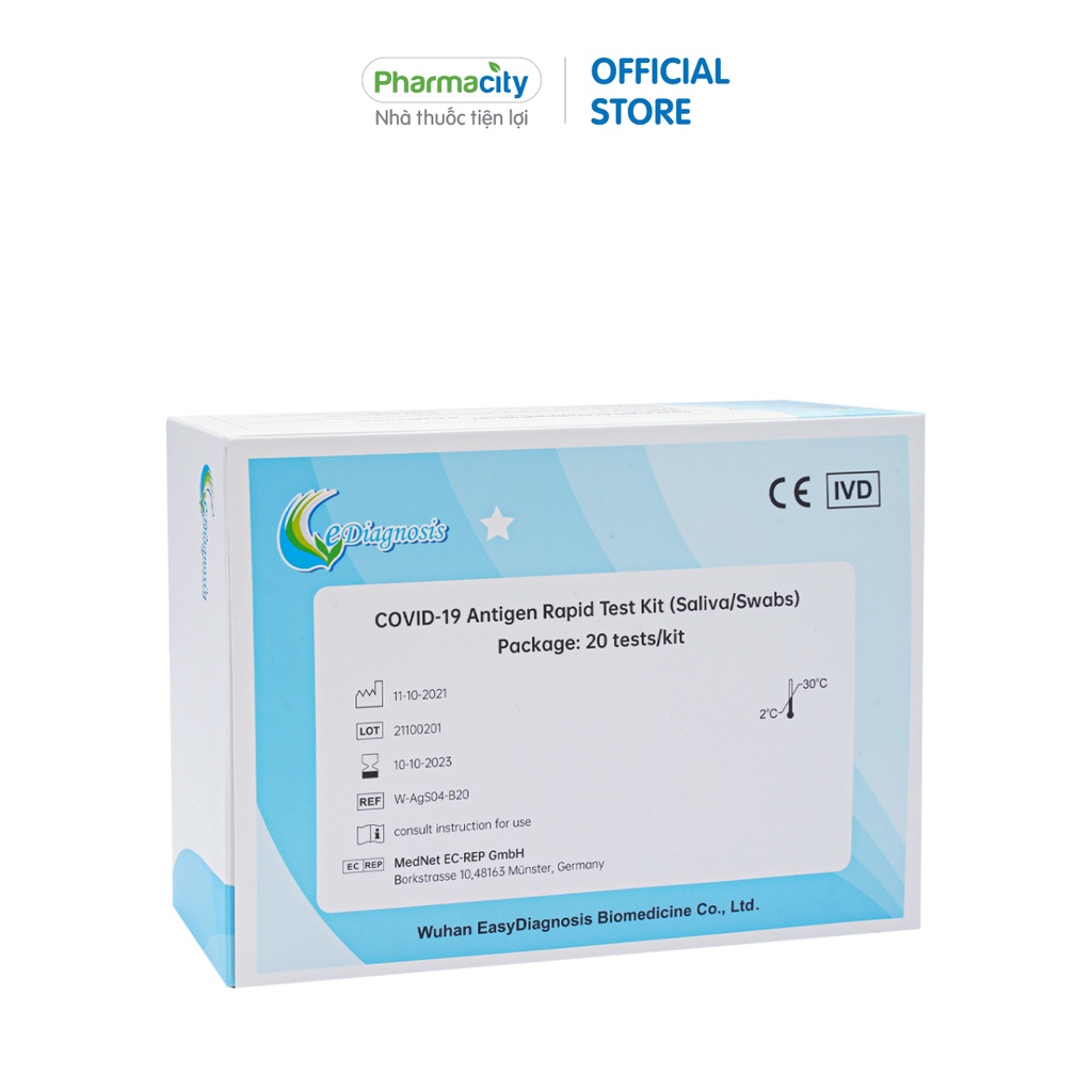 Dụng cụ xét nghiệm nhanh nước bọt Pharmacity Antigen Rapid Test Kit Saliva ( Hộp 20 Test)