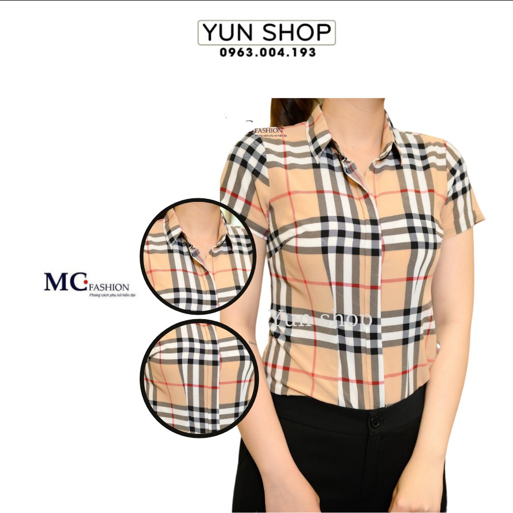 Áo Sơ Mi Cổ Đức- Áo Sơ Mi Cộc Ngắn Tay MC fashion Họa Tiết Kẻ Bbr A665 và A649
