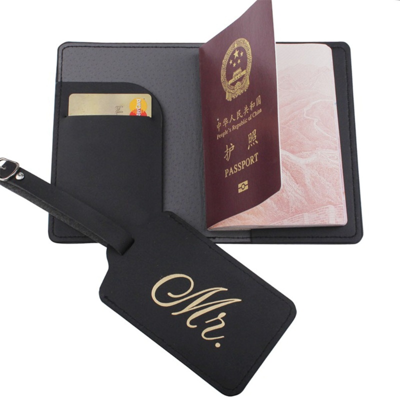 1 Set Ví Da PU Đựng Hộ Chiếu Thẻ Hành Lý Họa Tiết Trăng Mật Cho Cặp Đôi