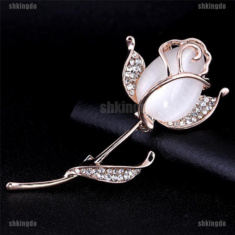 Ghim cài trang trí áo hình hoa hồng đính đá thời trang cho nữ