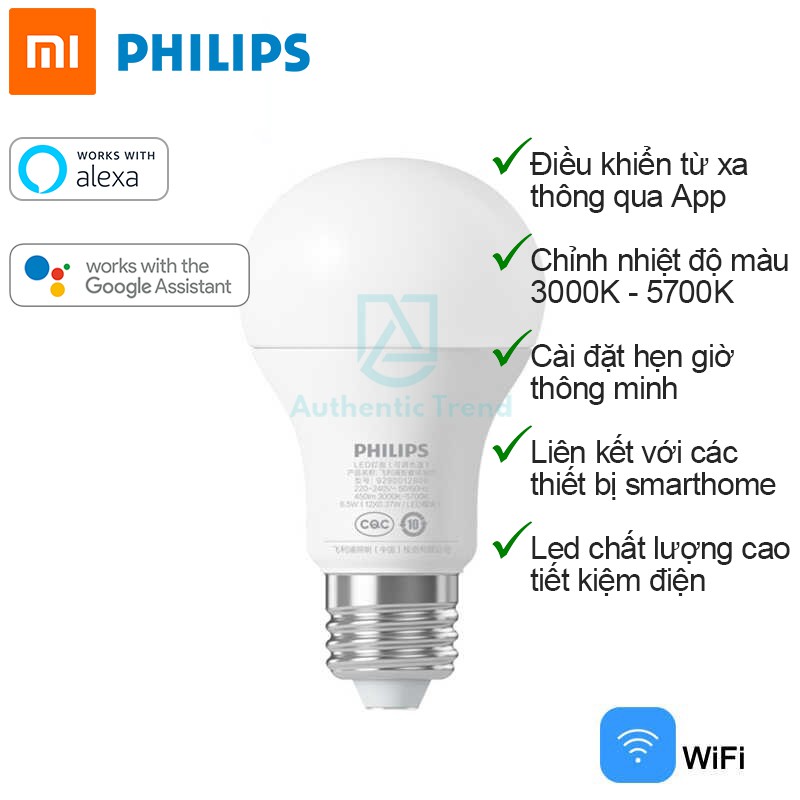 Bóng Đèn LED Thông Minh Xiaomi Philips Chính Hãng - Wifi Kết Nối Với Điện Thoại