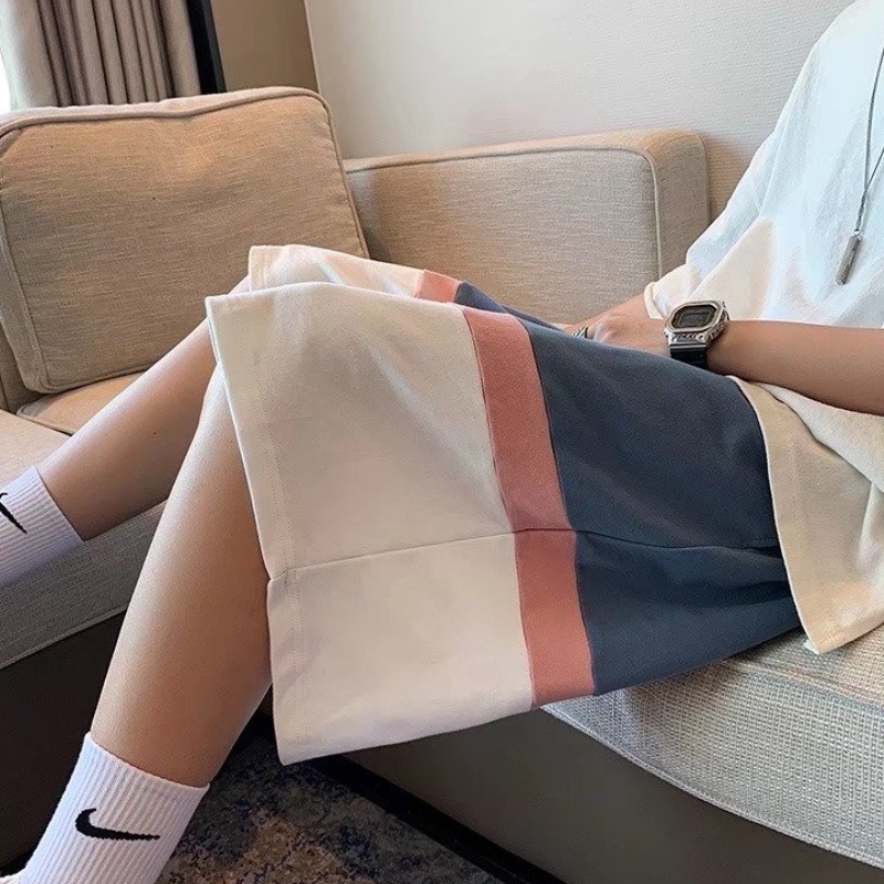 【M-3XL】Quần Short Bóng Rổ Dáng Rộng Phối Màu Sắc Tương Phản Phong Cách Hàn Quốc Thời Trang Mùa Hè Cho Nam Size M-3XL