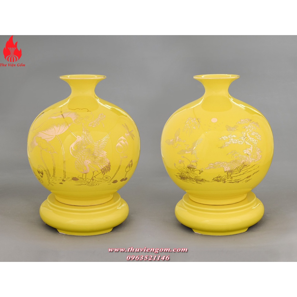 Bình hút lộc màu vàng gốm sứ Bát Tràng