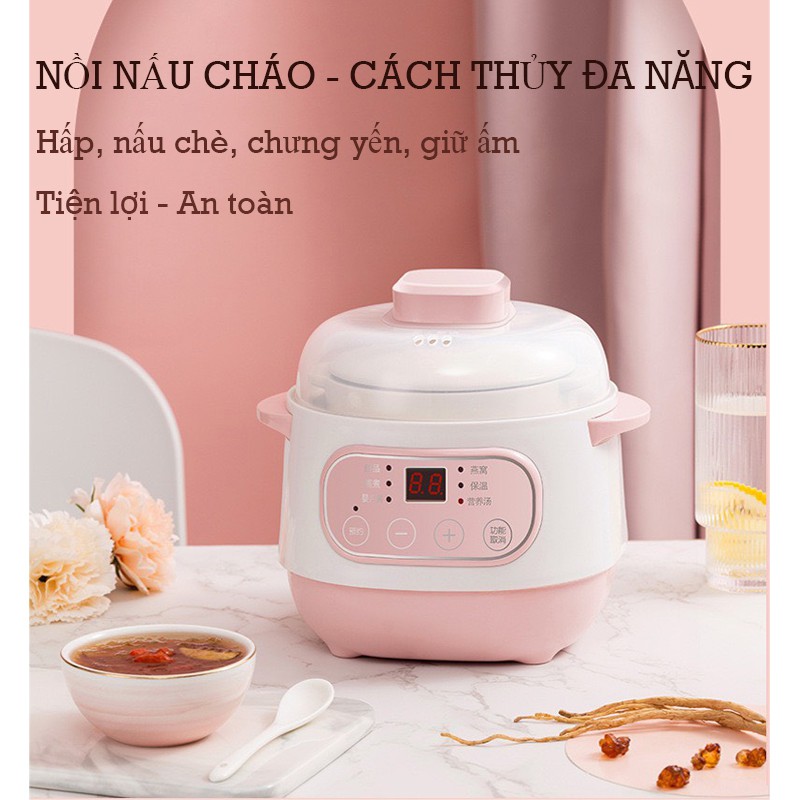 Nồi nồi nấu cháo chậm ninh hầm cách thủy dung tích 1 lít Nồi hầm đa năng siêu tiện lợi BH 6 tháng