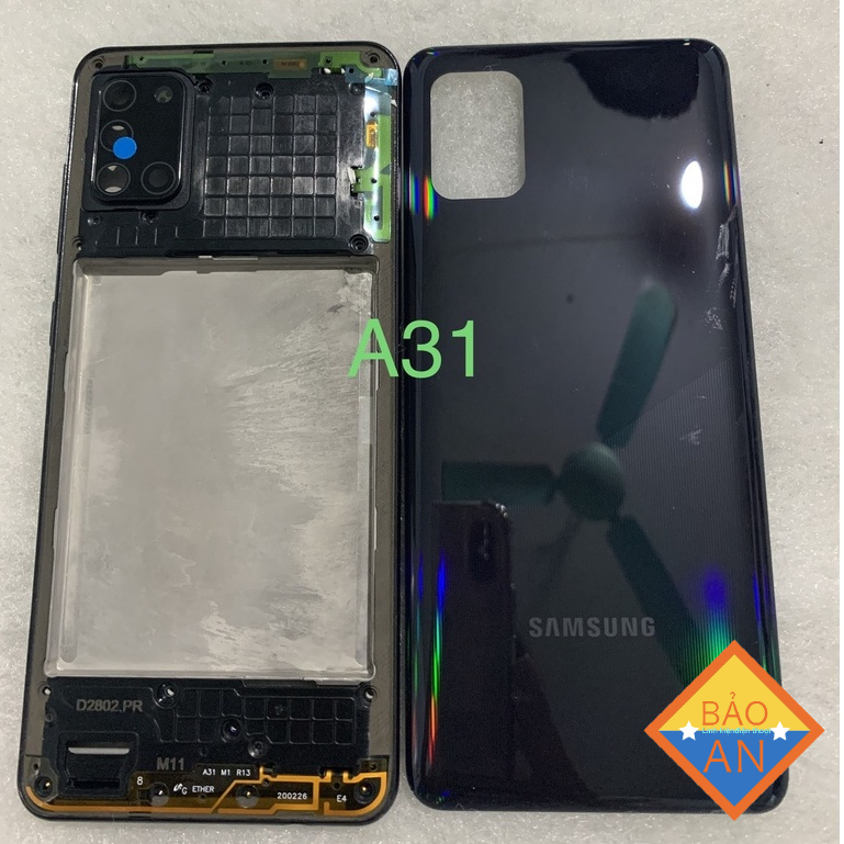Bộ vỏ samsung A31 -gồm,sườn,benzen,lưng,kính cam,nút bấn