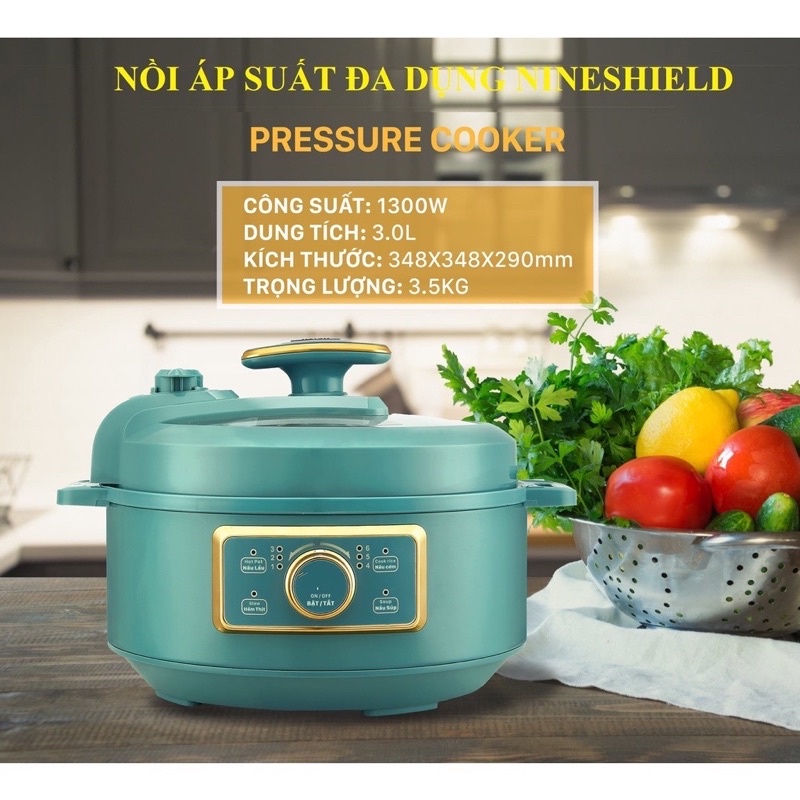 Nồi áp suất điện đa năng NINESHIELD / AUX 3 lít mẫu mới 2021 bảo hành 12 thán