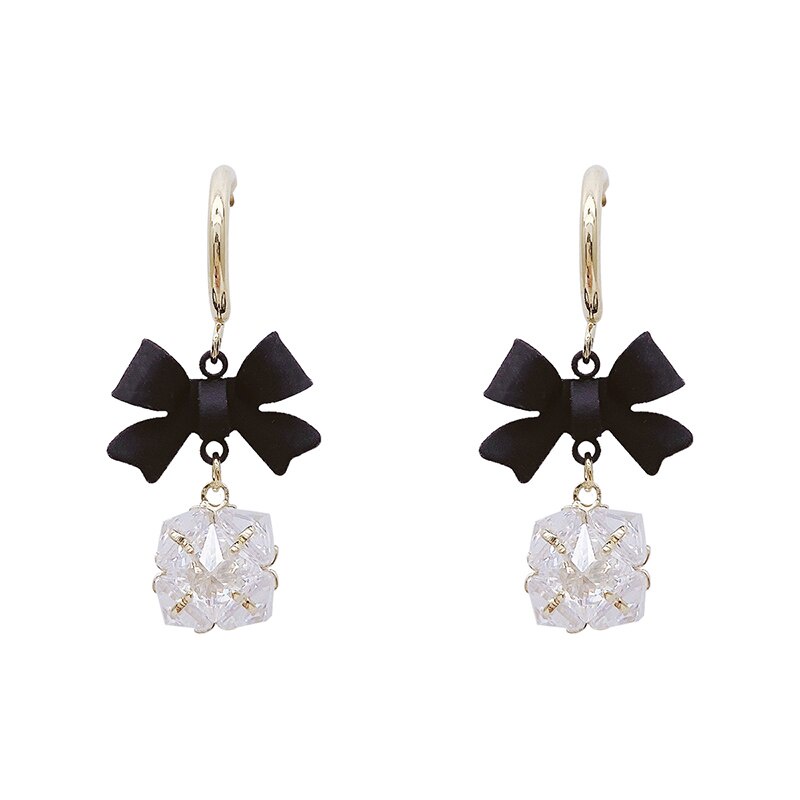 Khuyên tai mặt nơ đính đá zircon thời trang thanh lịch cho nữ