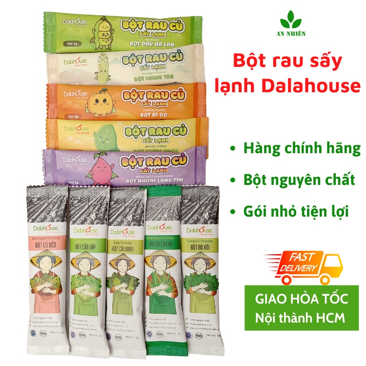 Bột rau củ nguyên chất sấy lạnh Dalahouse cho bé ăn dặm, bổ sung chất xơ