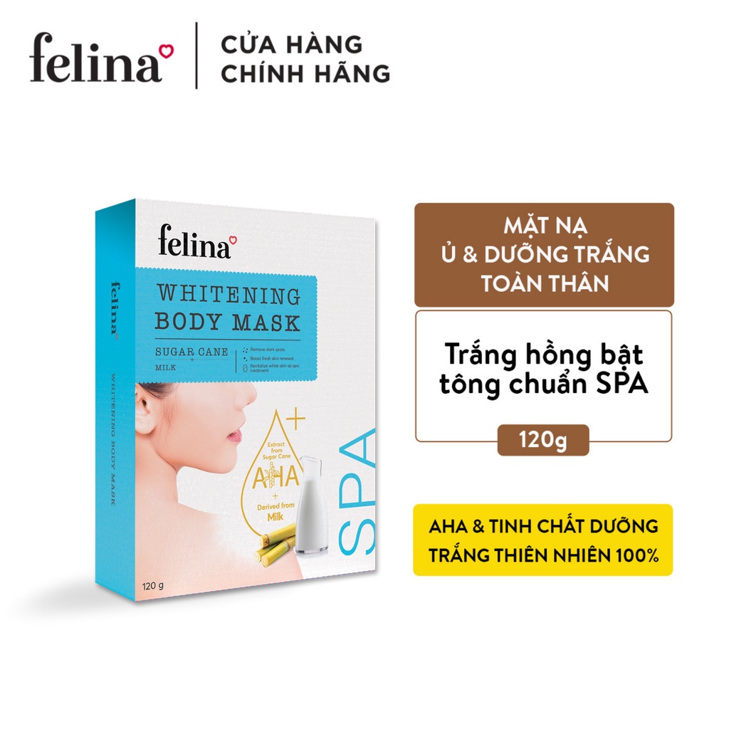 Mặt nạ ủ trắng da toàn thân Felina chiết xuất AHA từ đường mía & tinh chất dưỡng da 100% thiên nhiên 120g | BigBuy360 - bigbuy360.vn