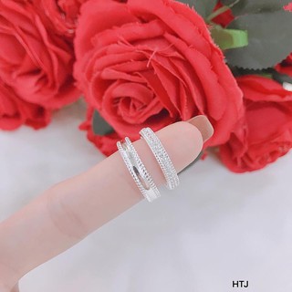 Nhẫn đôi bạc nam nữ đính đá trắng - Nhẫn cặp Bạc Bibi (1 đôi gồm 2 chiếc như ảnh)