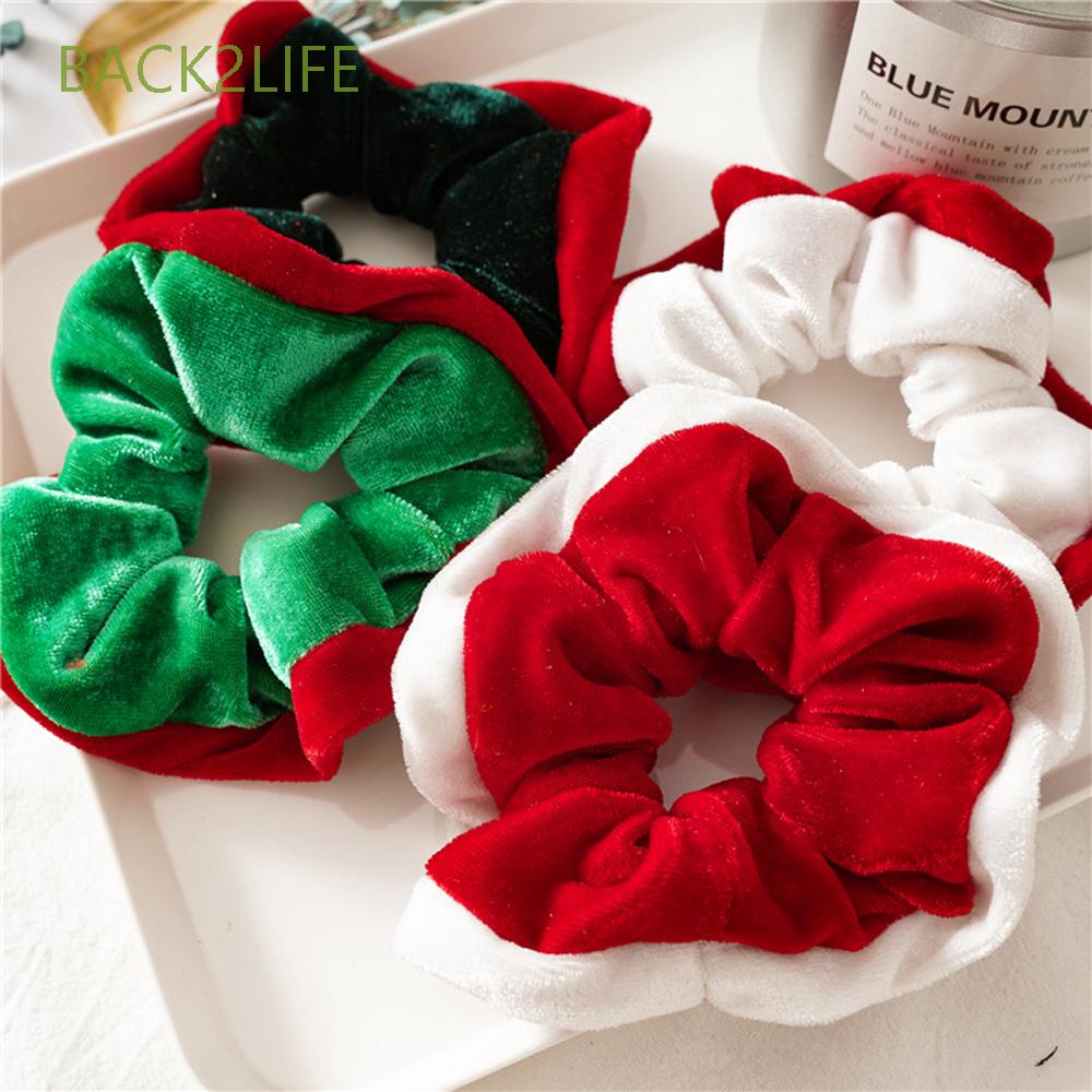 BACK2LIFE Hair Ties Christmas Scrunchie Winter Hair Rope Velvet Scrunchie Women Patchwork Hair Accessories Elastic Girls Simple Hair Bands white/red/green