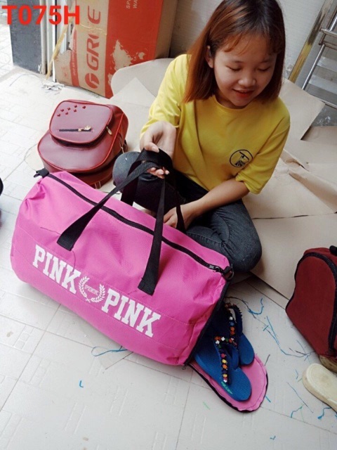 Túi đeo chéo du lịch thời trang túi du lịch vải bao đẹp túi xách đựng nhìn quần áo giá rẽ túi xach du lịch Pink vải đẹp