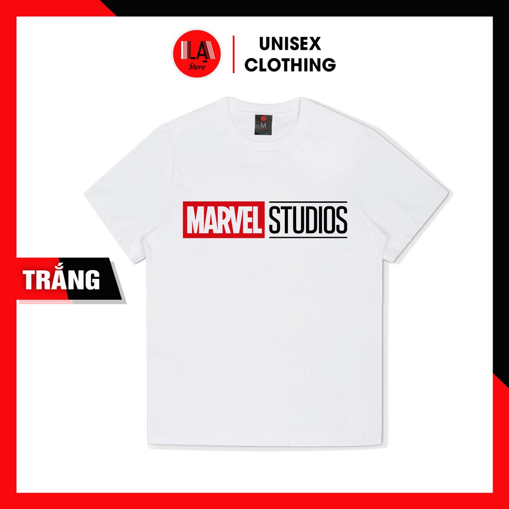 Áo Thun Unisex Trắng Và Đen In Logo MARVEL STUDIOS | LẠ STORE