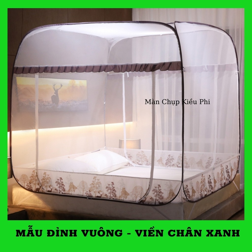 Mùng chụp tự bung đỉnh vuông Kiều phi - mùng chụp tự bung người lớn gấp gọn không đáy tiện dụng